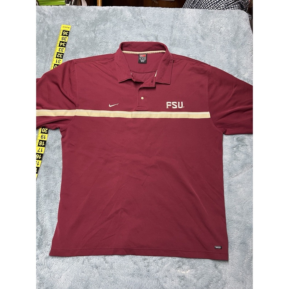 Nike Team Apparel FSU Florida State University Polo Shirt Mens XL Dri Fit